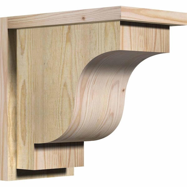 Ekena Millwork Newport Rough Sawn Corbel w/Backplate, Douglas Fir, 8"W x 14"D x 14"H COR08X14X14NEW01RDF - main